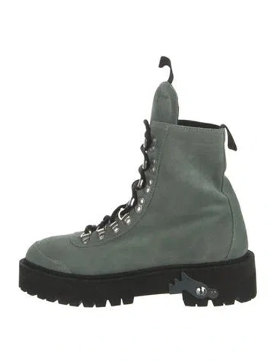 Pre-owned Off-white Hiking Suede Hiking Boots In Green