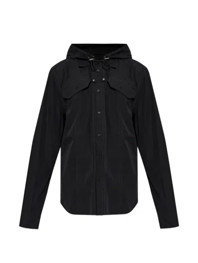 Off-white Hooded Chest-pocket Shirt In Black