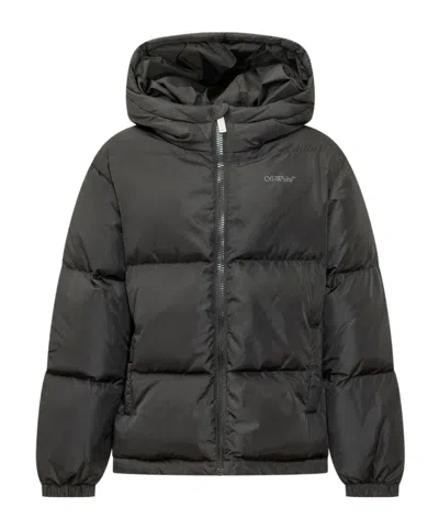 Off-white Hooded Cotton-padded Jacket In Black