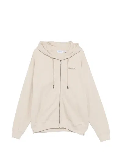 Off-white Hooded Zip Sweatshirt In Neutral