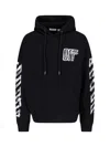 Off-white Motion Arrow Skate Black Cotton Hoodie With Distinctive Graphic Prints In Black