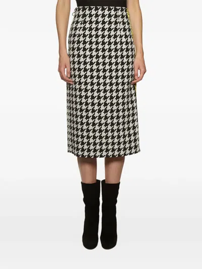 Off-white Houndstooth Midi Skirt In Multi