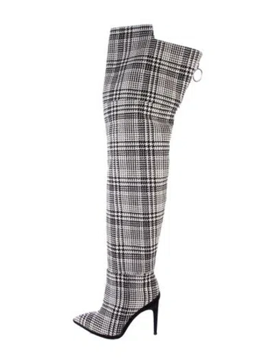 Pre-owned Off-white Houndstooth Print Boots In Multi