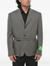 Off-white Houndstooth-pattern Belted Blazer In Purple