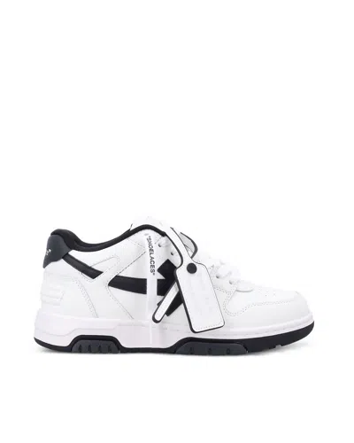 Off-white Hybrid 90s-inspired Low-top Sneakers With Calf Leather Finish In White