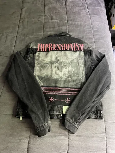 Pre-owned Off-white Impressionism Grey Pink Denim Jacket In Gray