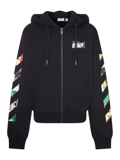 Off-white Industrial Arrow Zip-up Hoodie In Black