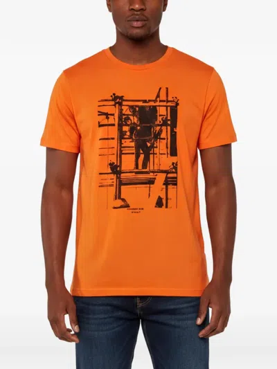 Pre-owned Off-white Industrial Print T-shirt In Orange