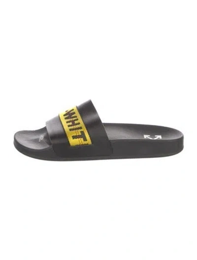 Pre-owned Off-white Industrial Rubber Slides In Black