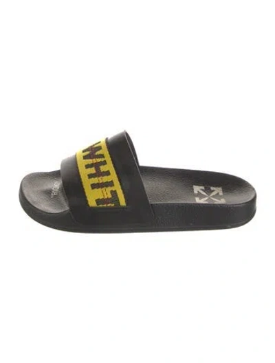 Pre-owned Off-white Industrial Rubber Slides In Black