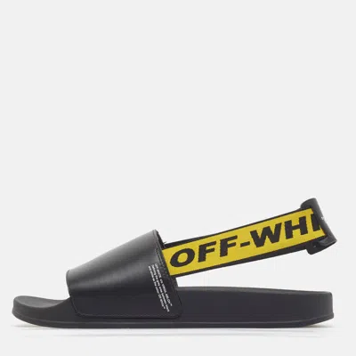 Pre-owned Off-white Industrial Size 42 Black Rubber Slingback Sandals
