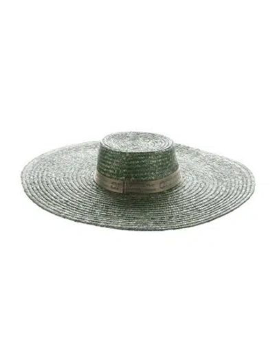 Pre-owned Off-white Industrial Straw Hat In Green
