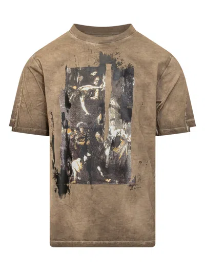 Off-white Inked Mercy Regular T-shirt In Cloud Nutria