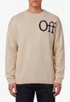 Off-white Bookish Shared Knit Crewneck Sweater With Jacquard Logo In Cream