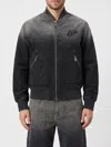 Off-white Washed Logo Denim Bomber Jacket In Black