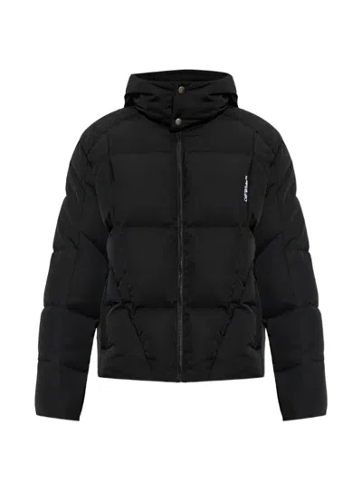 Off-white Off White Bookish Nyl Twill Racing Puffer In Black