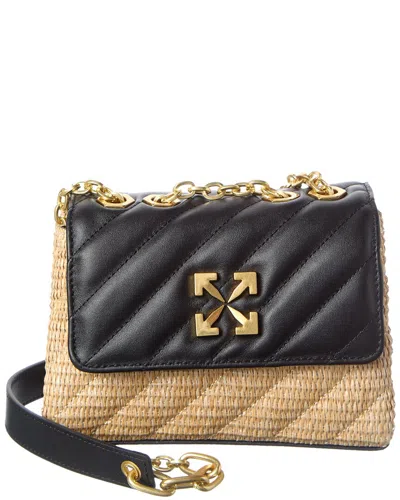 Off-white ™ Jackhammer Straw & Leather Shoulder Bag In Brown