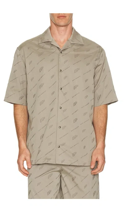 Off-white Monogram-print Short-sleeved Shirt In Brown