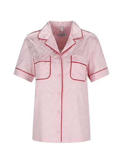 Off-white Jacquard Satin Shirt In Pink