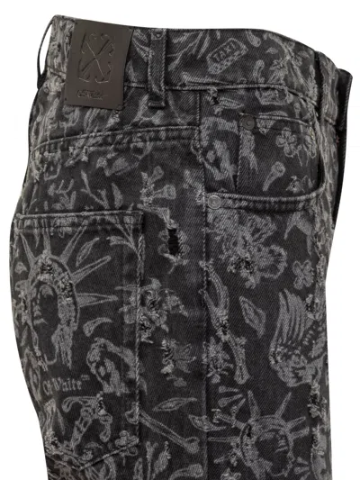 Off-white Jethe Tattoo Jeans In Vintage Black Wh