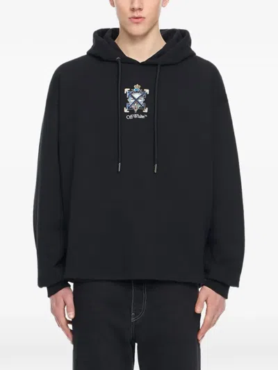 Off-white Jewel Arrow Cotton Hoodie In Black