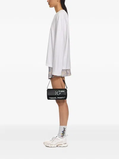 Off-white Jitney 0.7 Quote Shoulder Bag In Black