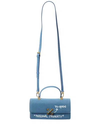 Off-white ™ Jitney Denim & Leather Shoulder Bag In Blue