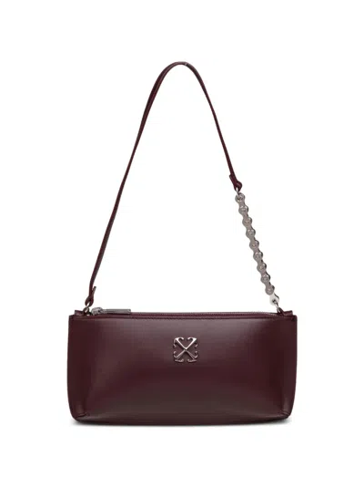 Off-white Jitney Flat Leather Shoulder Bag In Brown