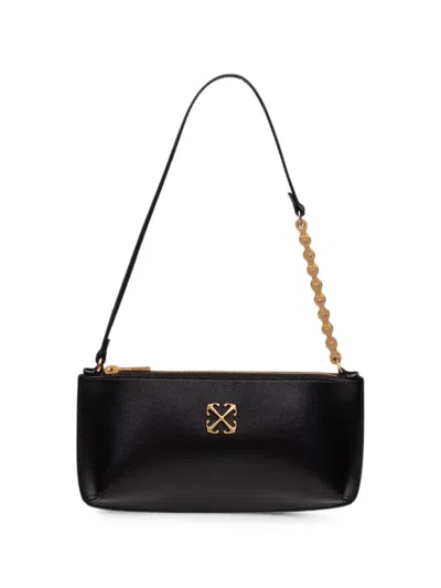 Off-white Jitney Leather Clutch Bag In Black
