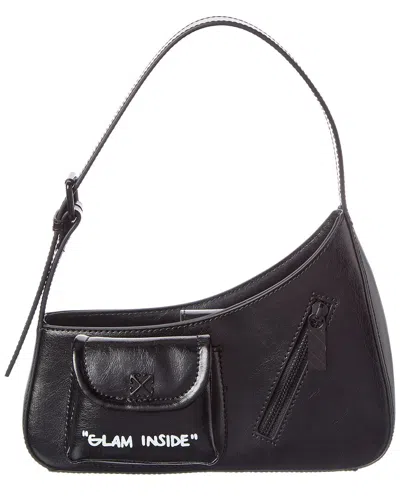 Off-white ™ Jitney Leather Hobo Bag In Black