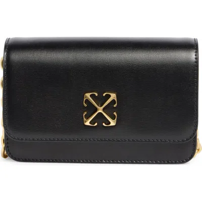Off-white Jitney Leather Wallet On A Chain In Black