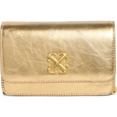 Off-white Jitney Leather Wallet On A Chain In Gold