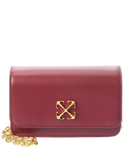 Off-white Jitney Leather Wallet On Chain In Red