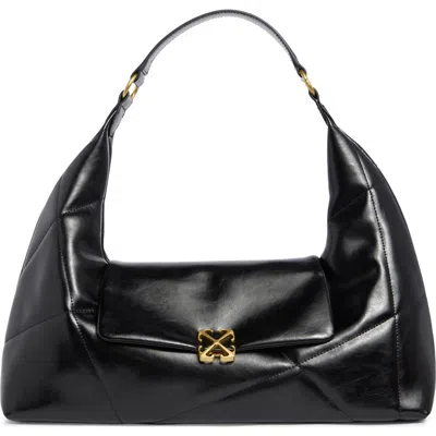 Off-white Jitney Patchwork Leather Shoulder Bag In Black