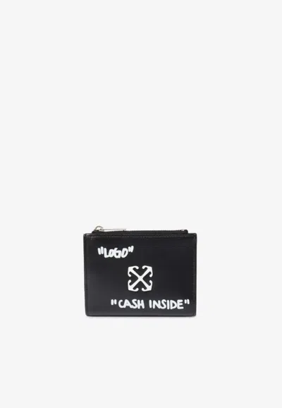 Off-white Jitney Quote Zipped Bi-fold Wallet In Black