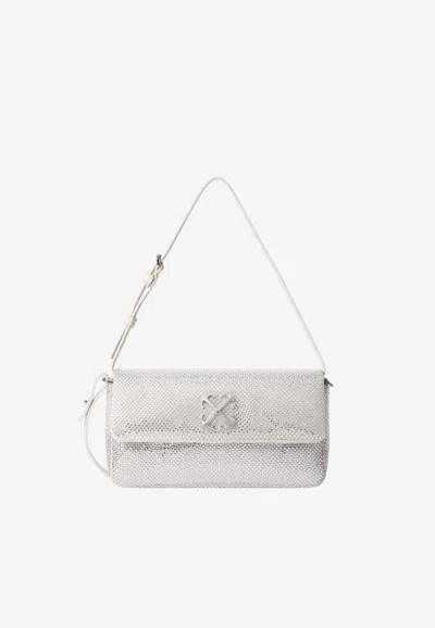 Off-white Jitney Shoulder 0.7 Strass Shoulder Bag In Silver