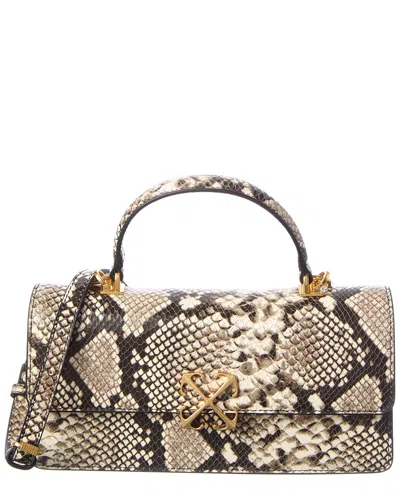 Off-white Jitney Snake-embossed Leather Shoulder Bag In Brown
