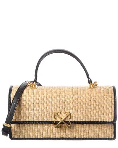 Off-white ™ Jitney Straw & Leather Shoulder Bag In Brown