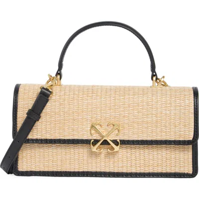 Off-white Jitney Straw East/west Top Handle Bag In Neutral