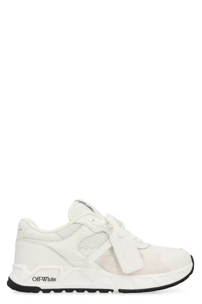Off-white Kick Off Leather And Mesh Sneakers