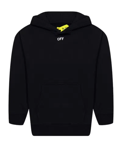 Off-white Kids' Arrow Cotton Long Sleeve Hoodie In Black