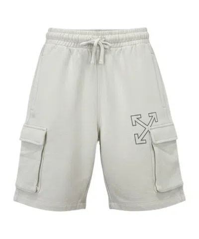 Off-white Kids Arrow Logo Drawstring Cargo Shorts In Gray