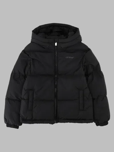 Off-white Kids Arrow Monogram Short Puffer Jacket In Black