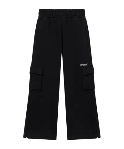 Off-white Kids Bookish Cargo Sweatpants In Black
