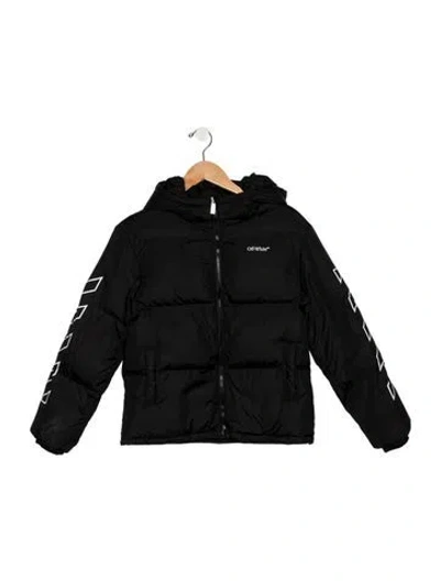 Pre-owned Off-white Babies' Kids Bookish Diag Puffer Jacket In Black