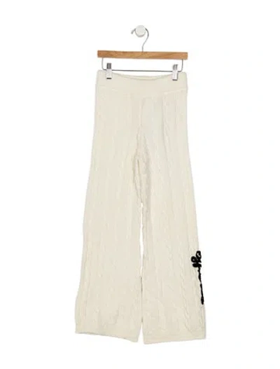 Pre-owned Off-white Kids' Cable-knit Virgin Wool Pants In Neutrals