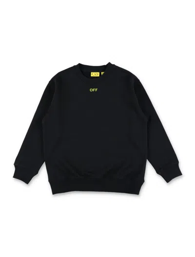 Off-white Kids Cotton Crewneck Sweatshirt With Diag Back Print And Off Chest Logo In Black