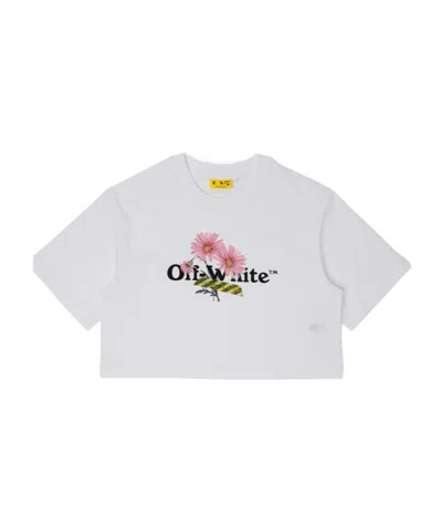 Off-white Kids Daisy Logo Cropped T-shirt