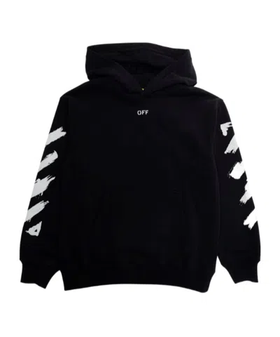 Off-white Kids Diag Paint Hoodie In Black