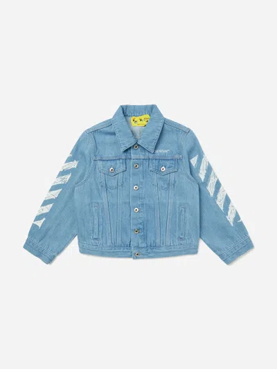 Off-white Kids Diag Sketch Denim Jacket In Blue